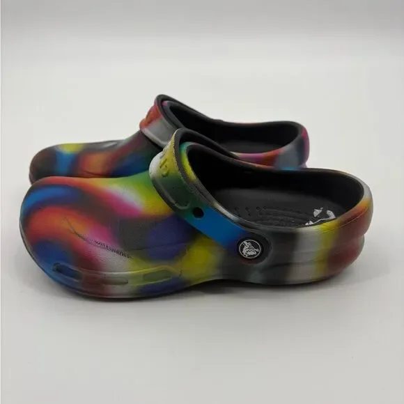 Crocs Work Clogs Shoes Men’s 8 Women’s 7 Bistro Graphic Tie Dye Slip Resistant - Picture 2 of 5